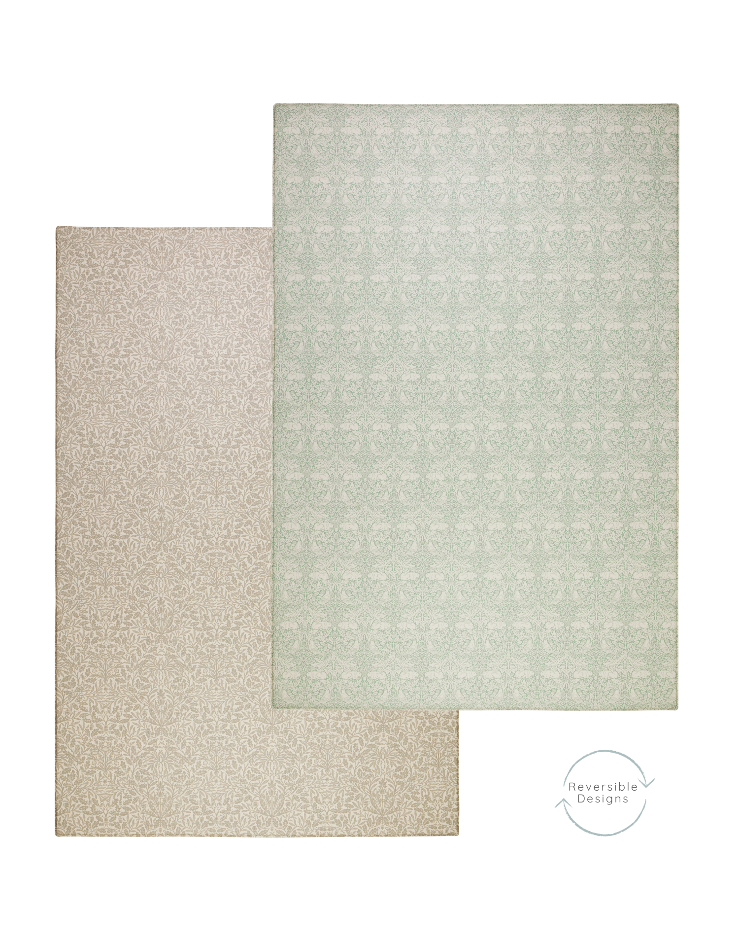 A double-sided play mat in soothing earthy tones