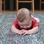 totter and tumble espuma tapete de juego in thick padded memory foam perfect for tummy time for babies, kids and toddlers play rug in beautiful morris & co two-sided designs The Blackthorn + The Standen