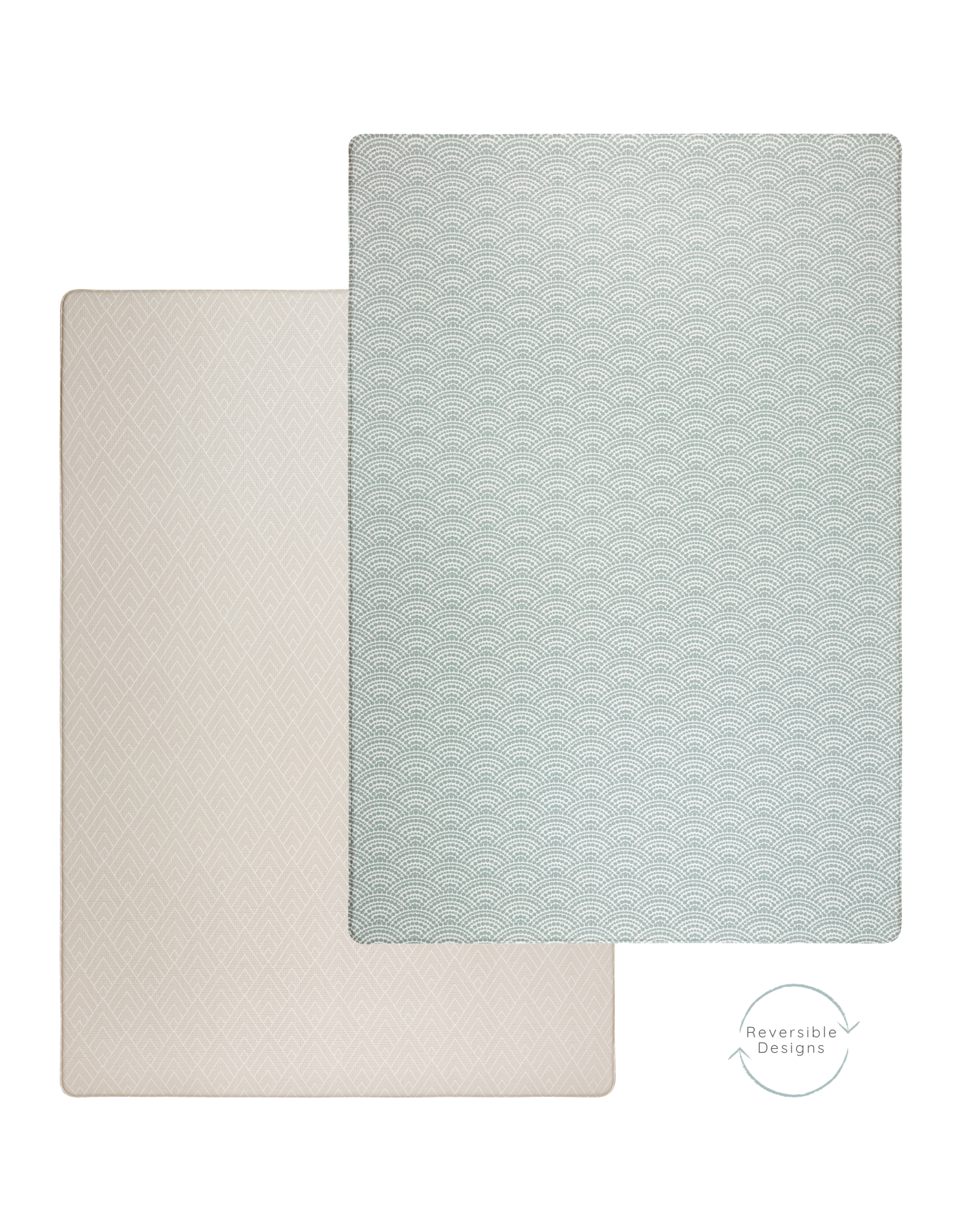 An elegant double-sided play mat with a minimalist loo