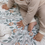 close up of William Morris's Pimpernel design on baby playmat