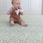 totter and tumble play mat baby learning to sit with teething toy made from waterproof memory foam padded playrug Super Matten, easy to clean workout mat great for moms and babies sharing play spaces in the family home. beautiful morris & co design